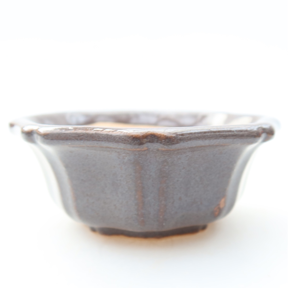 Ceramic bonsai pot, 6 x 6 x 2.5 cm, gray