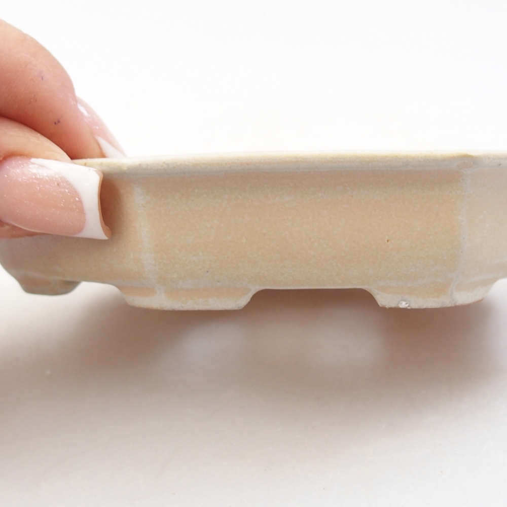 Ceramic bonsai bowl 11,5 x 11,5 x 2 cm, colour beige