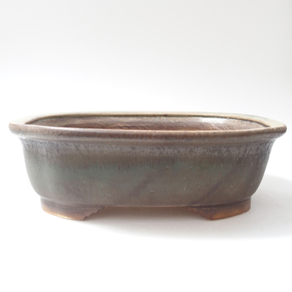 Ceramic bonsai bowl 25 x 21 x 8 cm, green