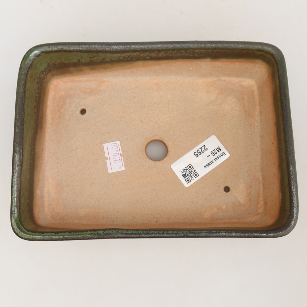 Ceramic bonsai bowl 18 x 13 x 5 cm, green