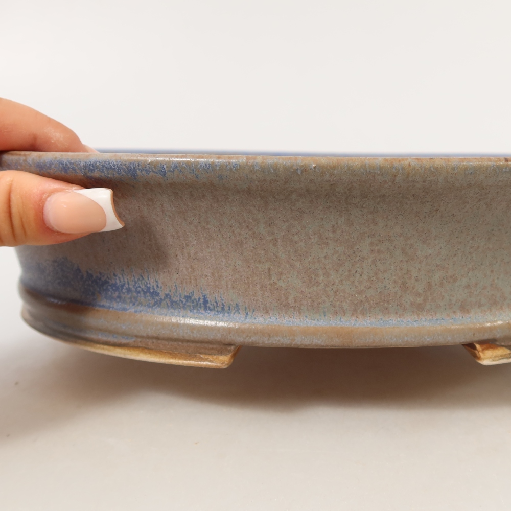 Ceramic bonsai pot, 27 x 24.5 x 5.5 cm, blue
