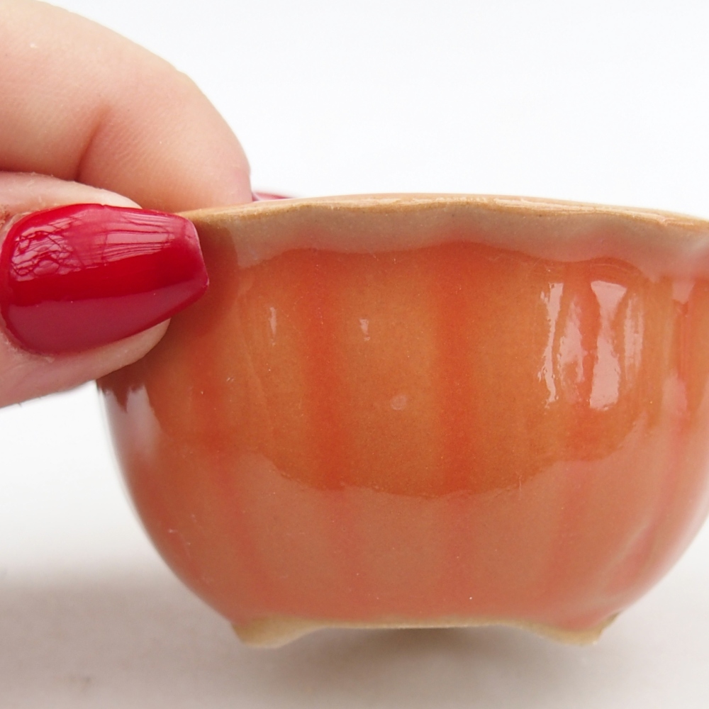 Ceramic bonsai bowl 7 x 8,5 x 3,5 cm, orange