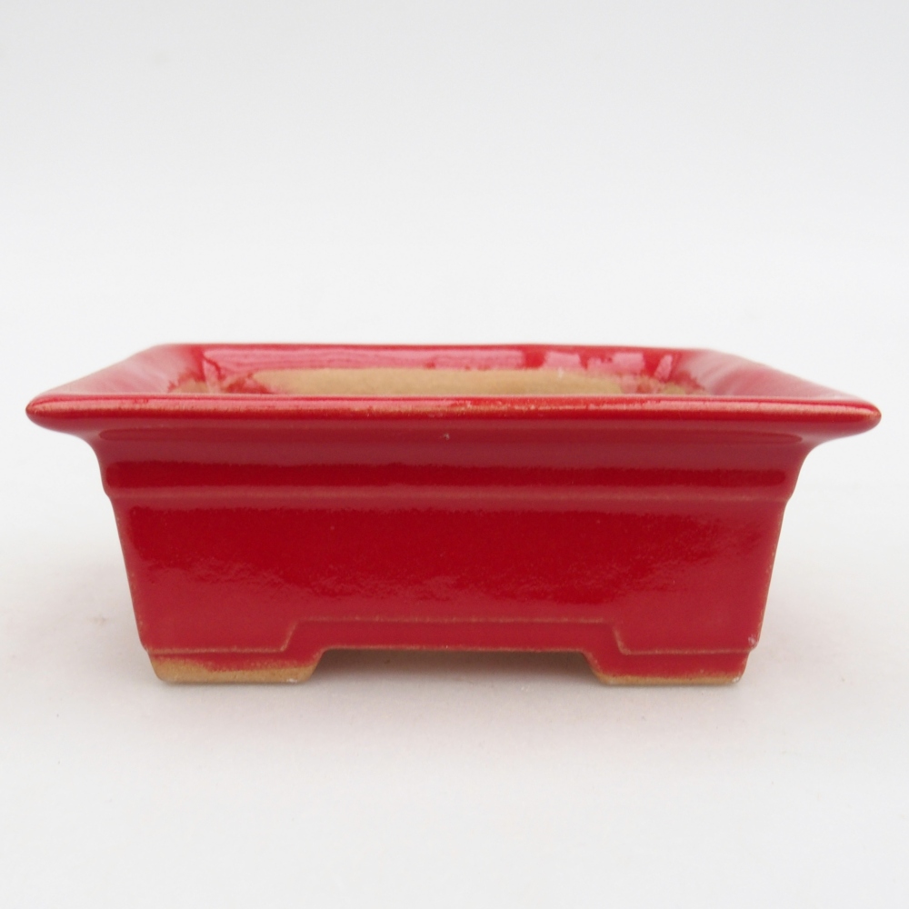 Ceramic bonsai bowl 11 x 8,5 x 4 cm, colour red
