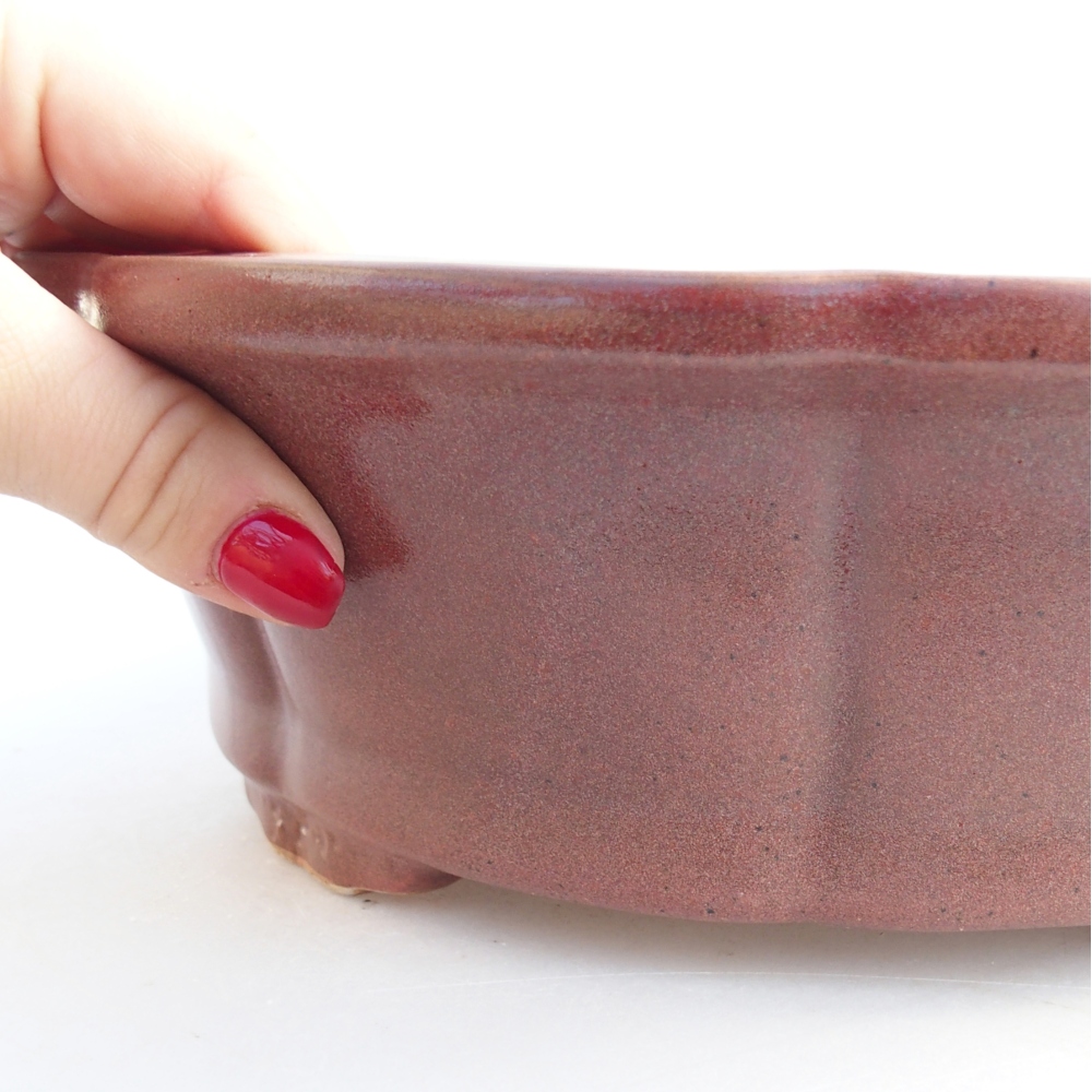 Ceramic bonsai bowl 26 x 26 x 8,5 cm, burgundy