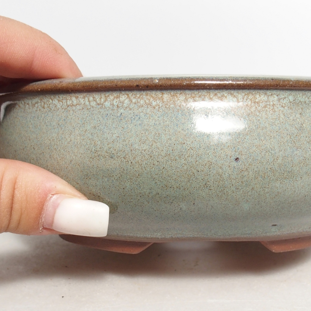 Ceramic bonsai bowl 14 x 14 x 5 cm, green