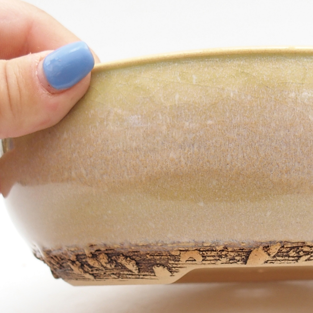 Ceramic bonsai pot 18 x 18 x 6 cm, green