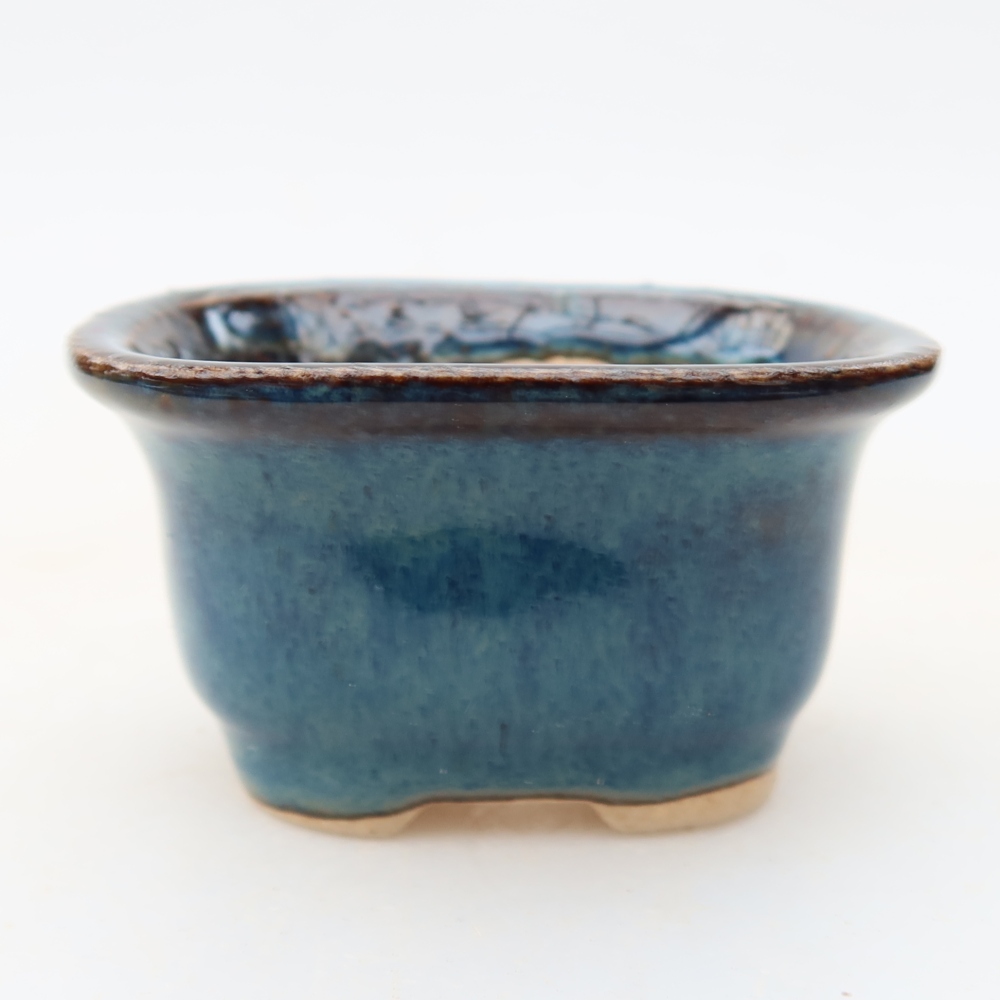 Ceramic bonsai pot, 6 x 5 x 3.5 cm, blue