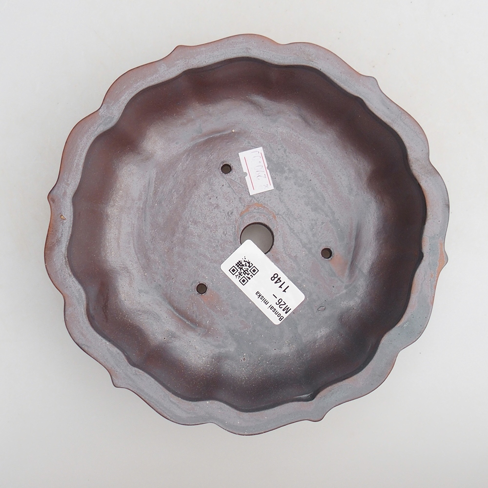 Ceramic bonsai bowl 18 x 18 x 4,5 cm, metal colour