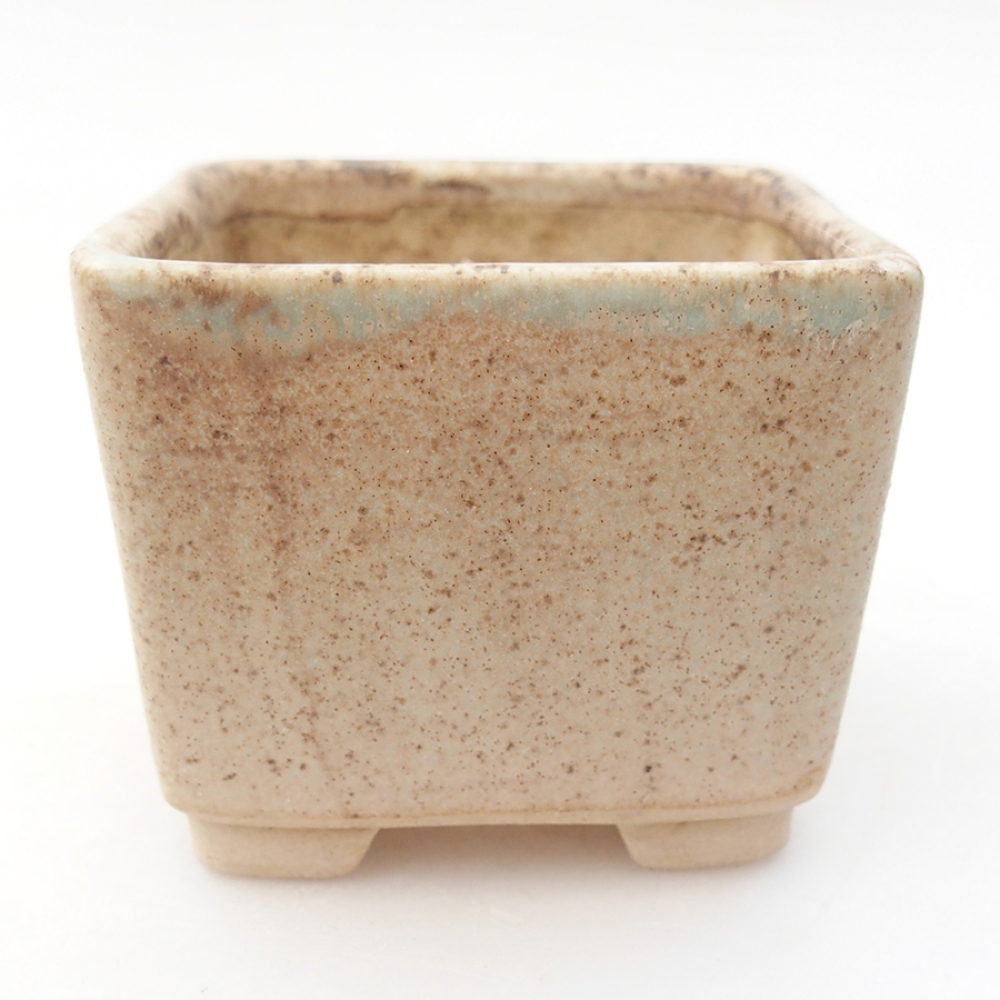 Ceramic bonsai bowl 6 x 6 x 4,5 cm, green color