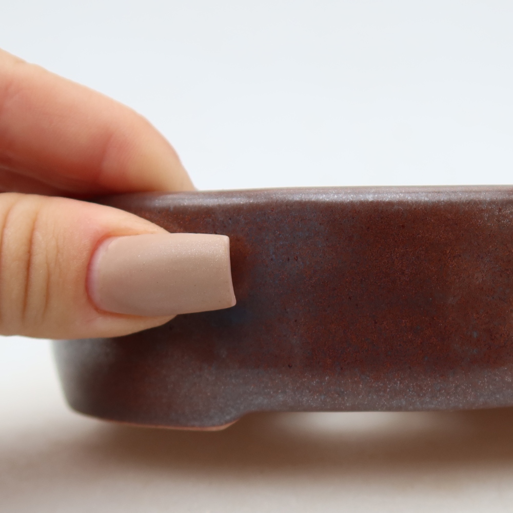 Ceramic bonsai pot, 13 x 10 x 3.5 cm, brown