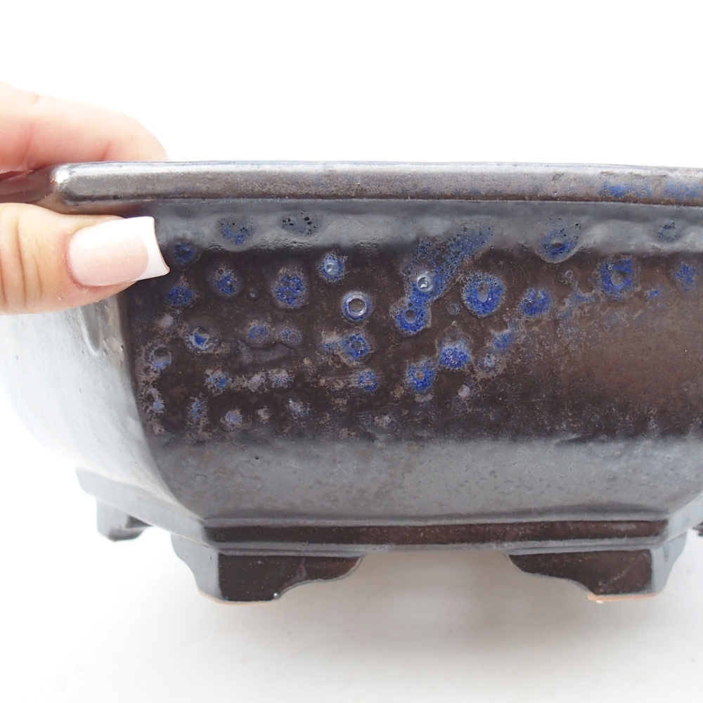 Ceramic bonsai bowl 28 x 24,5 x 9 cm, colour blue-black