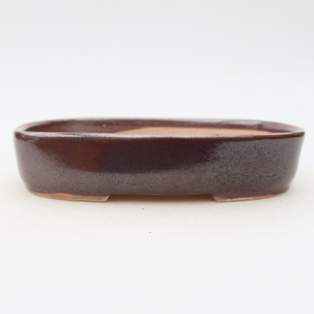Ceramic bonsai pot, 16 x 11 x 3.5 cm, brown
