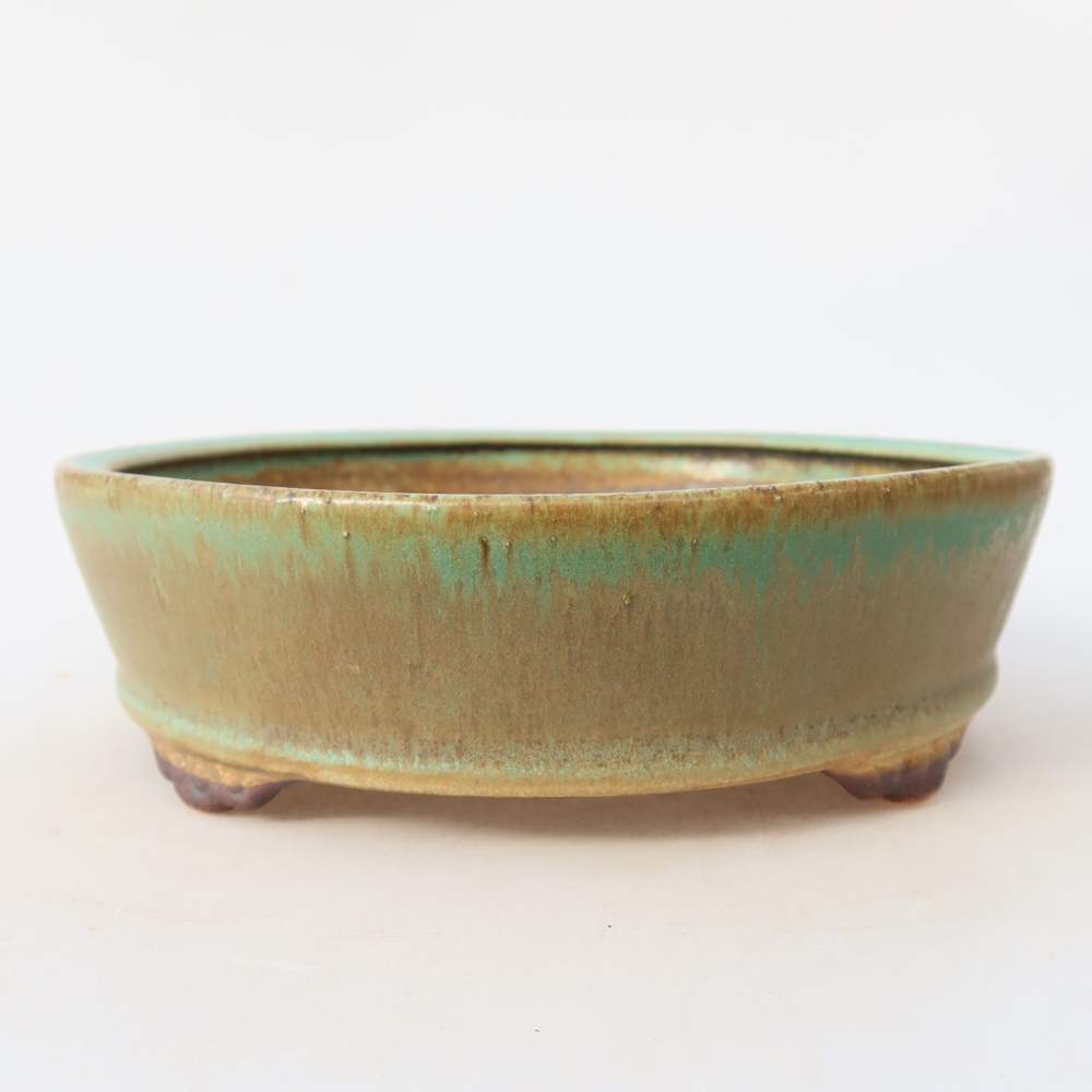 Ceramic bonsai bowl 18 x 18 x 5 cm, green