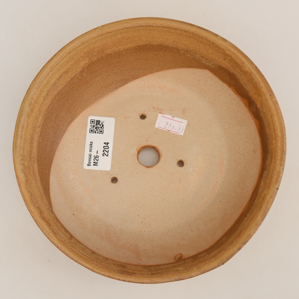 Ceramic bonsai pot, 17.5 x 17.5 x 4.5 cm, beige