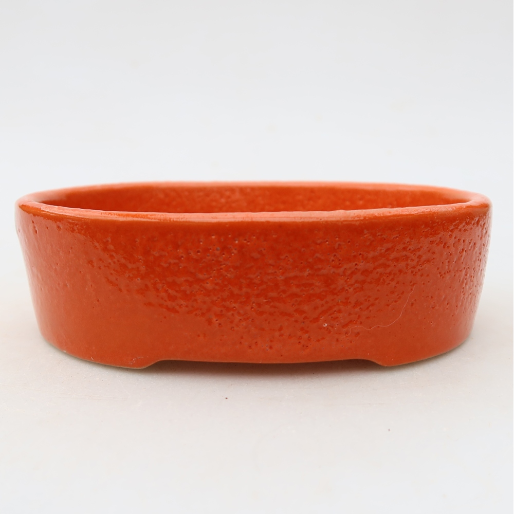 Ceramic bonsai pot, 13 x 10 x 3.5 cm, orange