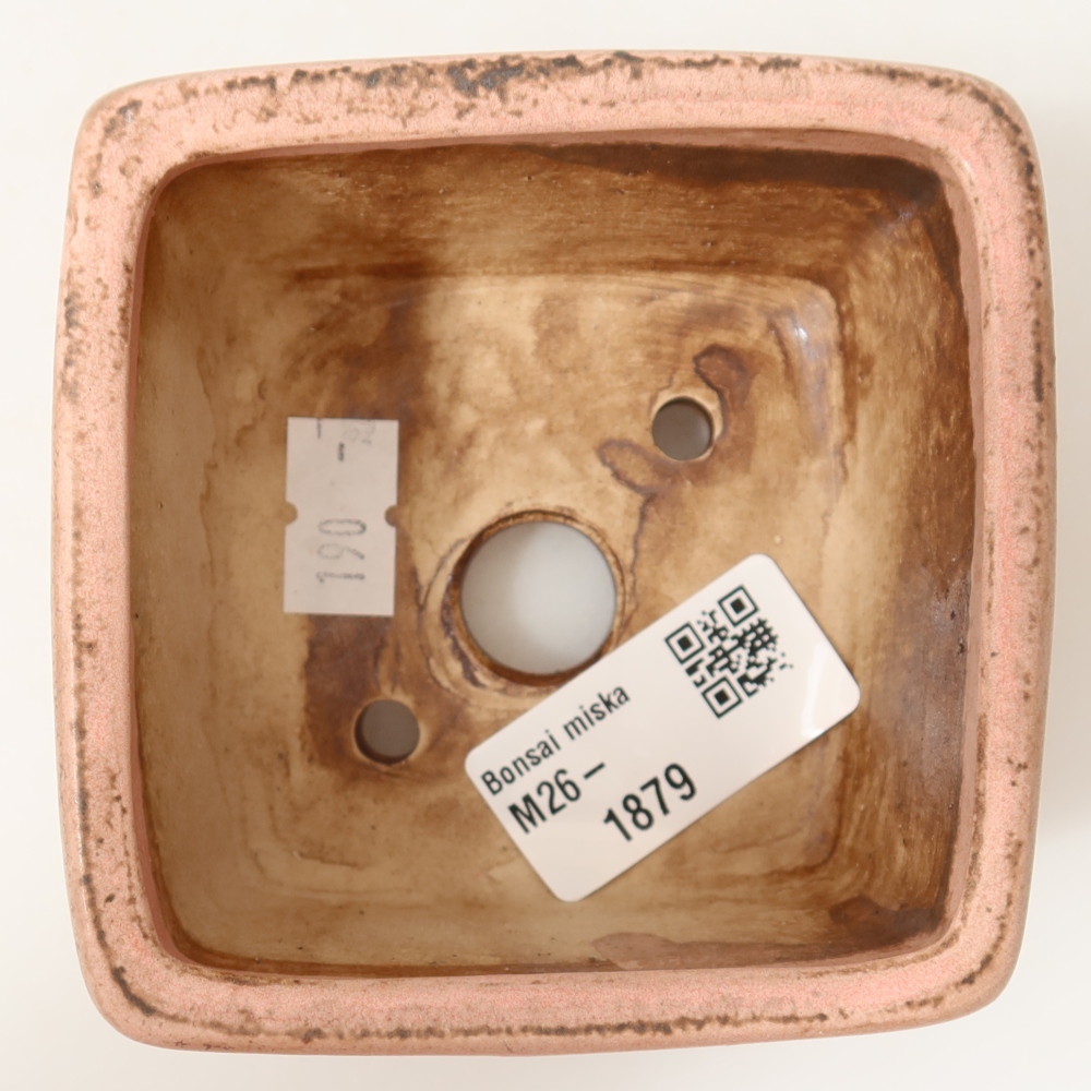 Ceramic bonsai pot, 8.5 x 8.5 x 5.5 cm, pink