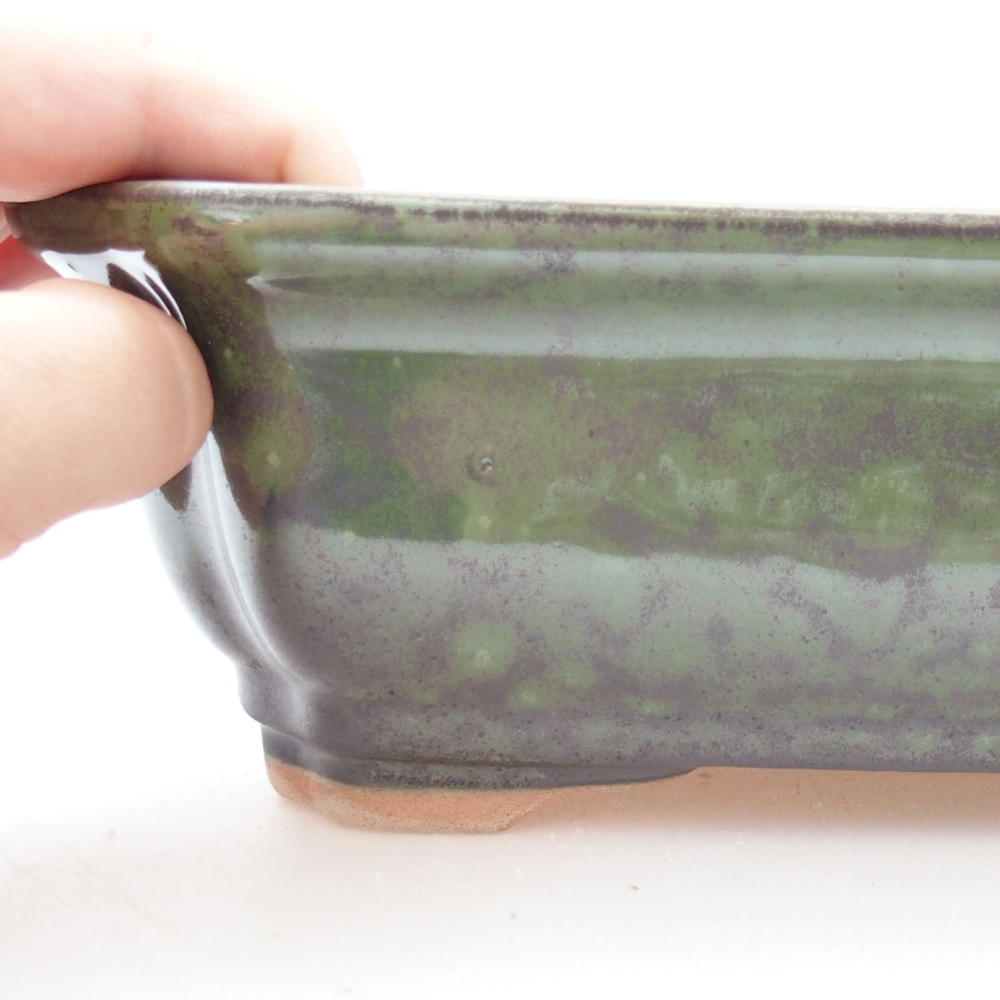 Ceramic bonsai bowl 27,5 x 21,5 x 7 cm, color green