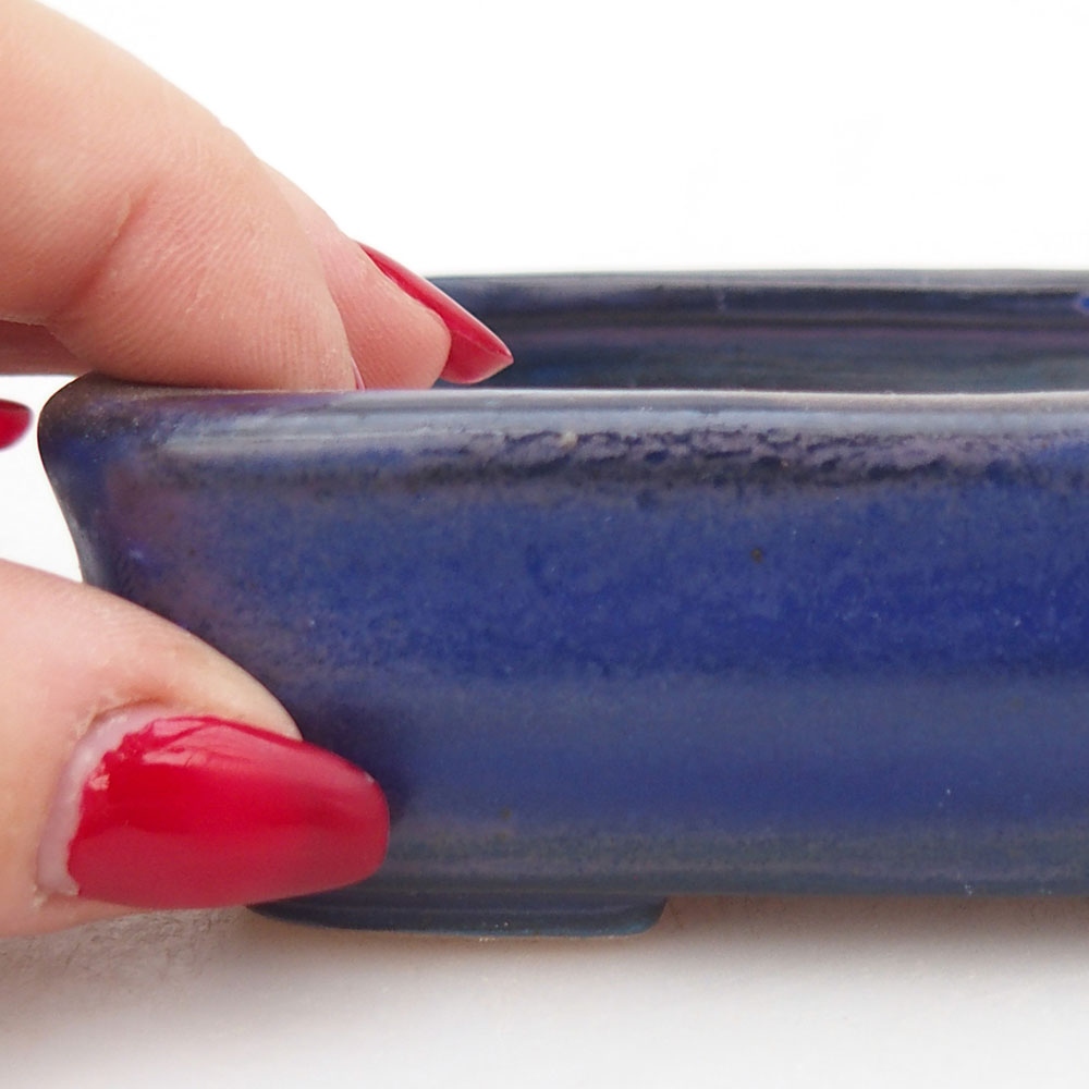 Ceramic bonsai bowl 11,5 x 8,5 x 3 cm, colour blue
