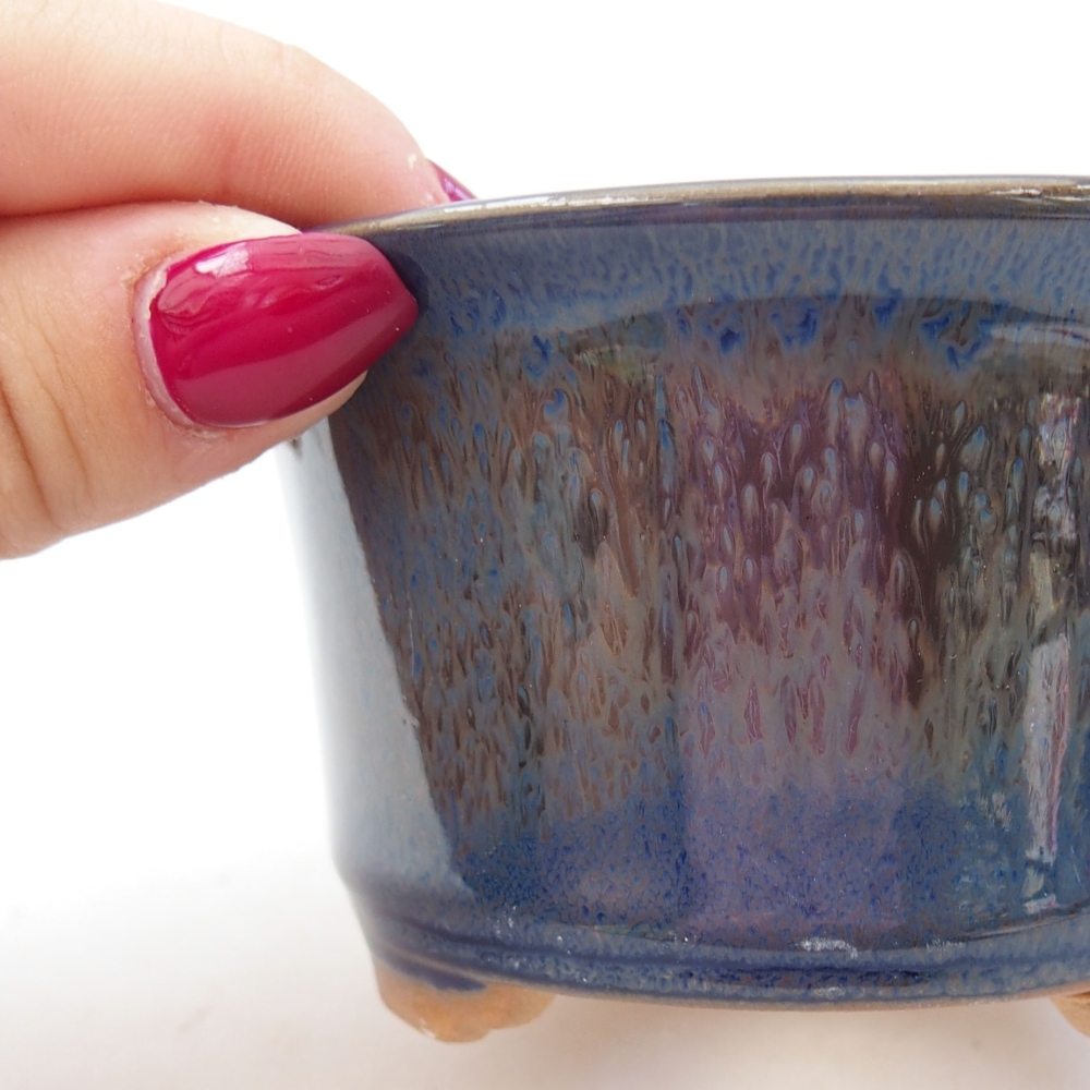 Ceramic bonsai bowl 9 x 9 x 5 cm, color blue