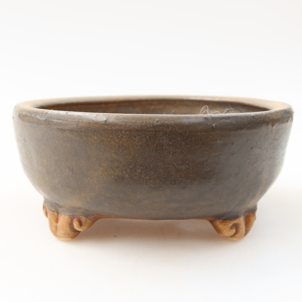 Ceramic bonsai pot, 10.5 x 10.5 x 4 cm, brown
