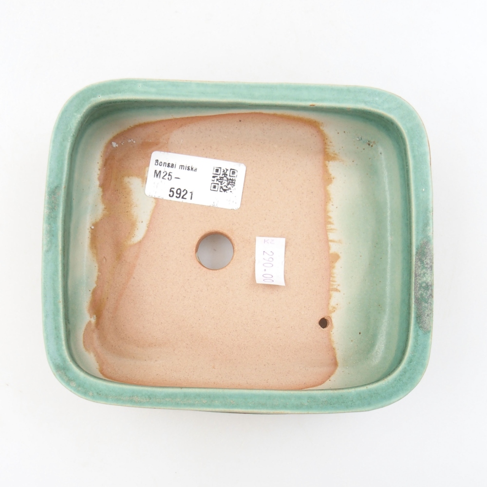 Ceramic bonsai bowl 14 x 12 x 4,5 cm, color green