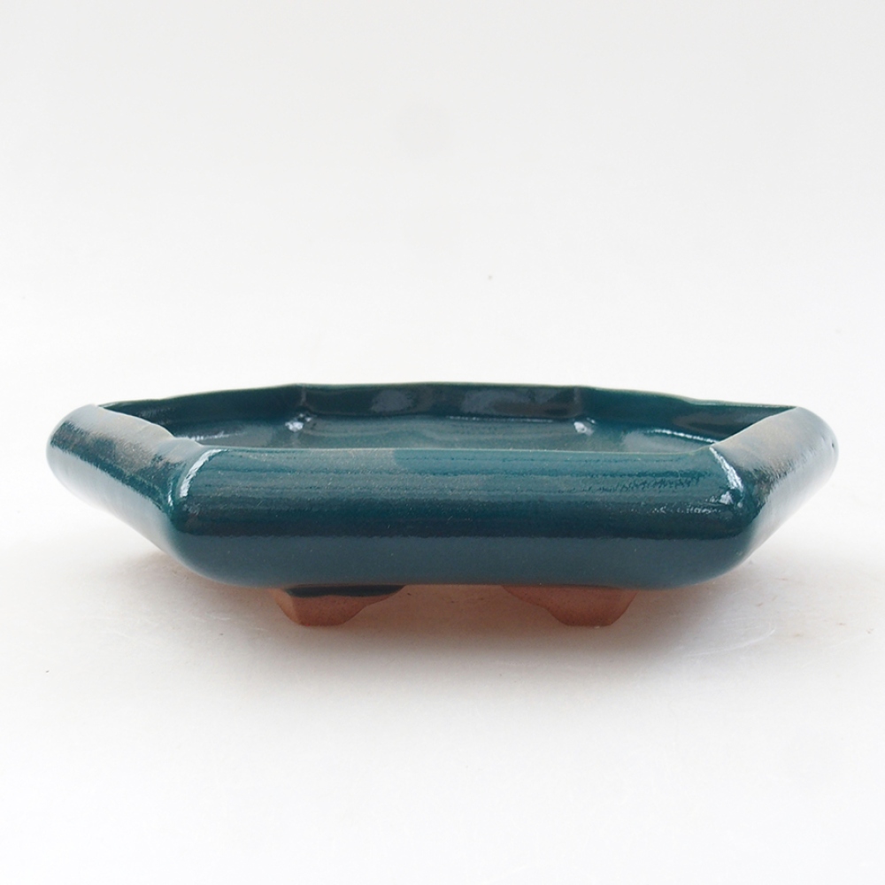 Ceramic bonsai bowl 17 x 15 x 4 cm, color green