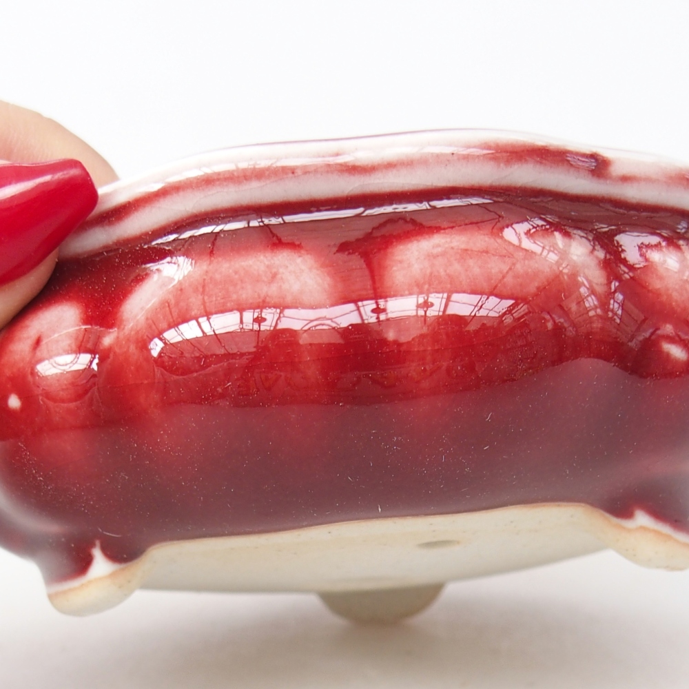 Ceramic bonsai bowl 10 x 10 x 4 cm, colour red