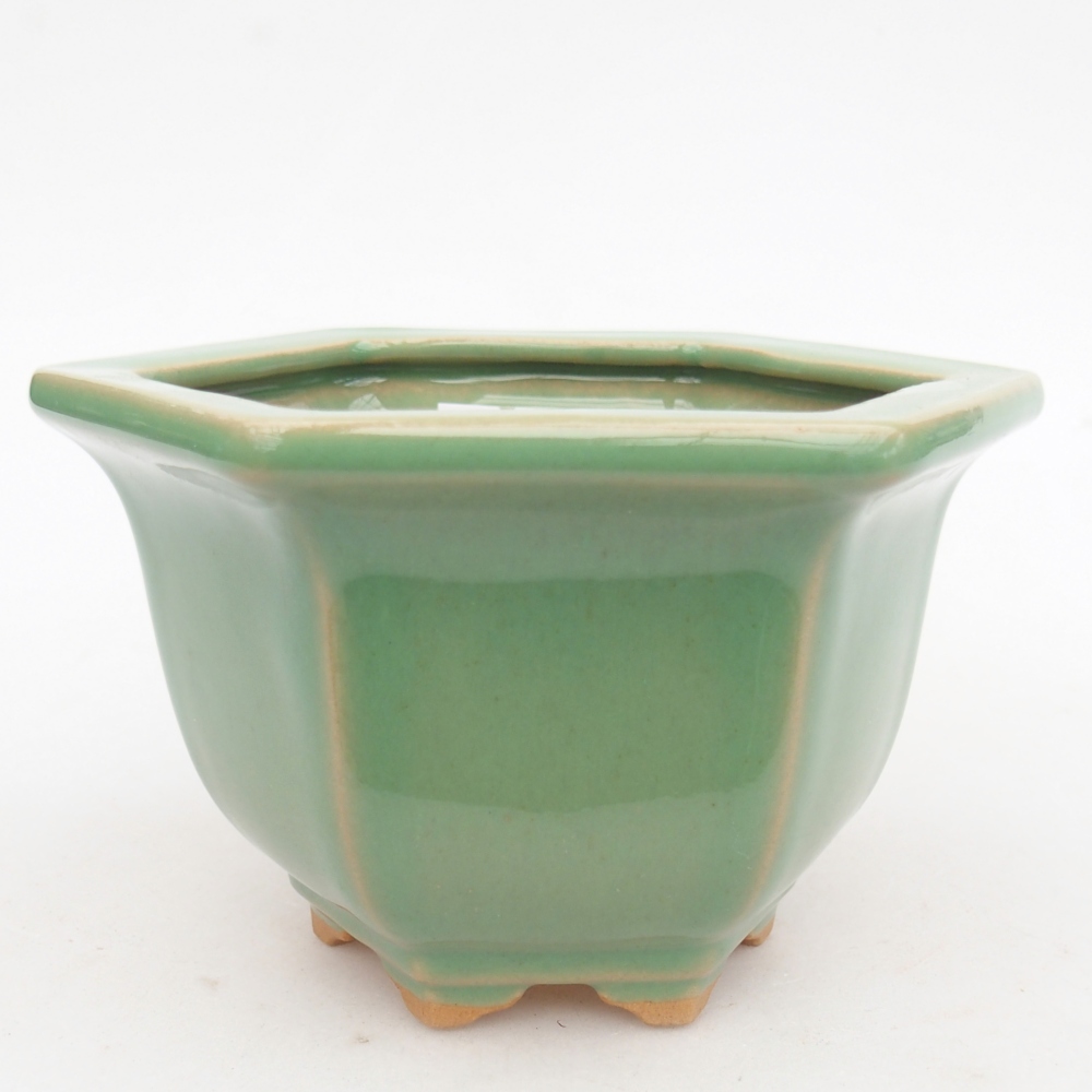 Ceramic bonsai bowl 13 x 11,5 x 8 cm, green