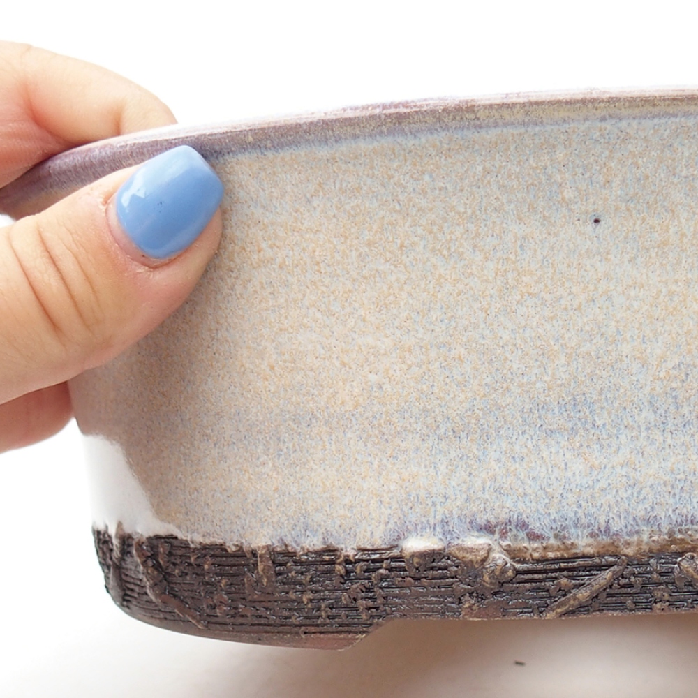 Ceramic bonsai bowl 19,5 x 19,5 x 6,5 cm, color blue