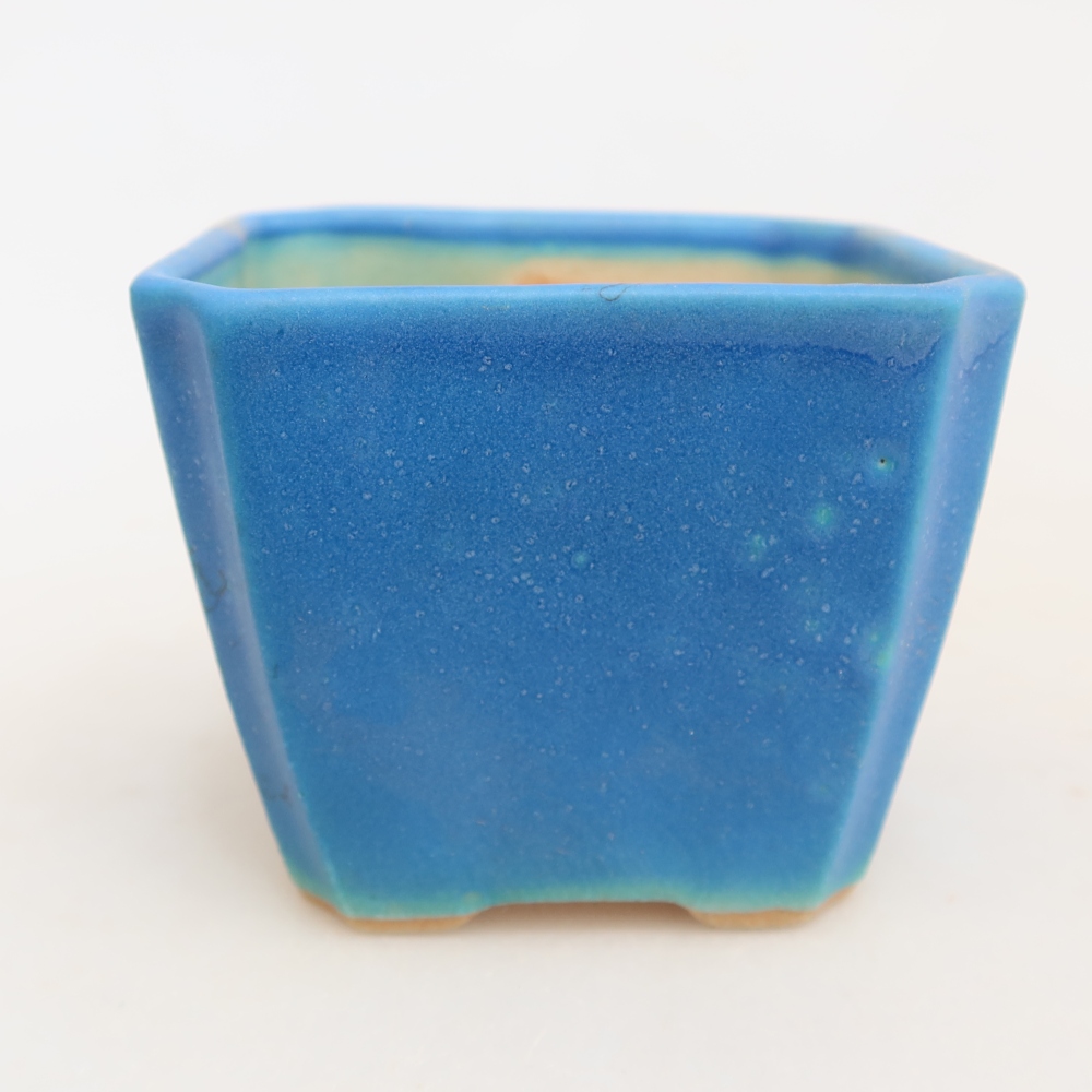 Ceramic bonsai pot, 7 x 7 x 5.5 cm, blue