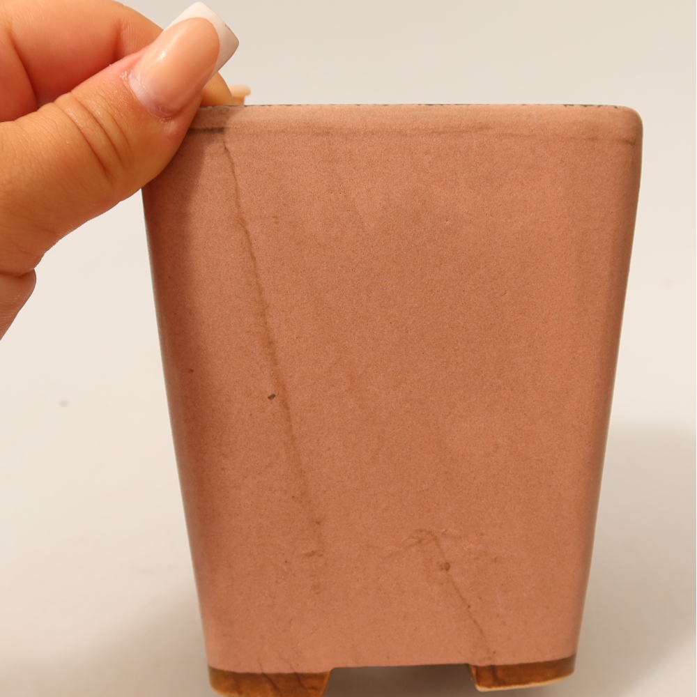 Ceramic bonsai pot, 10.5 x 10.5 x 12 cm, pink