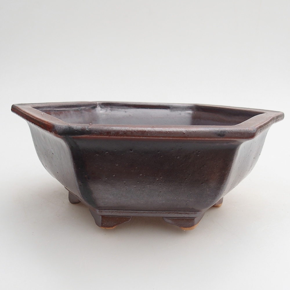 Ceramic bonsai bowl 21 x 18 x 7,5 cm, metallic black