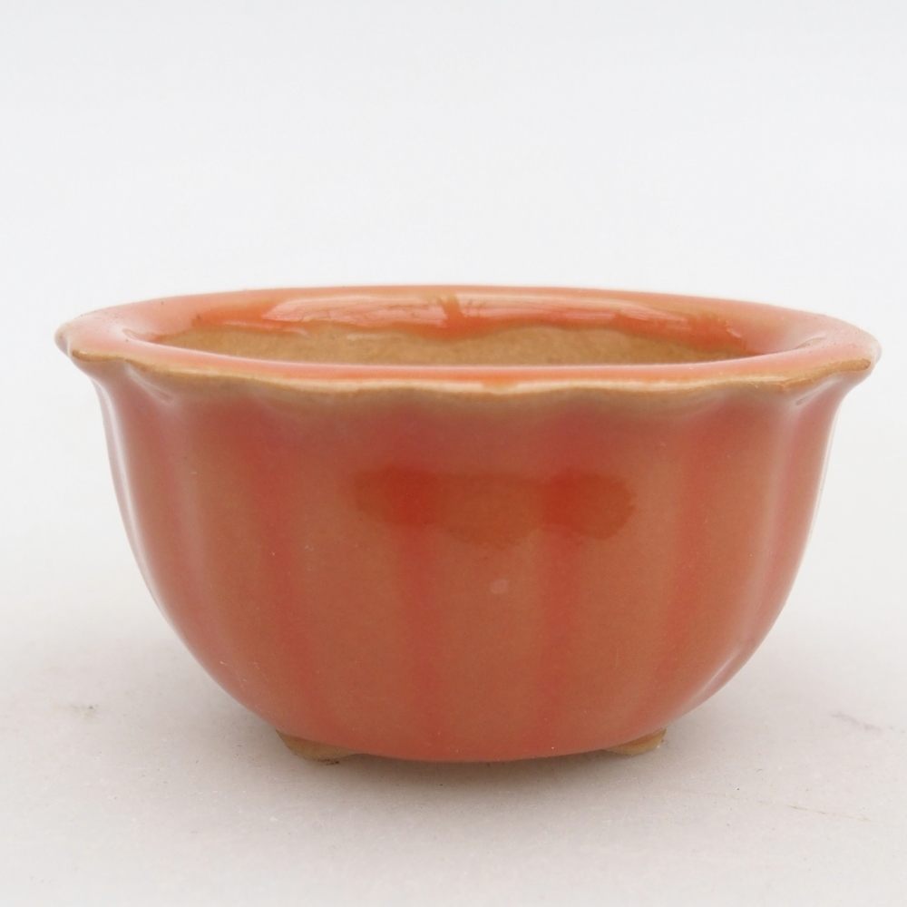Ceramic bonsai bowl 7 x 8,5 x 3,5 cm, orange