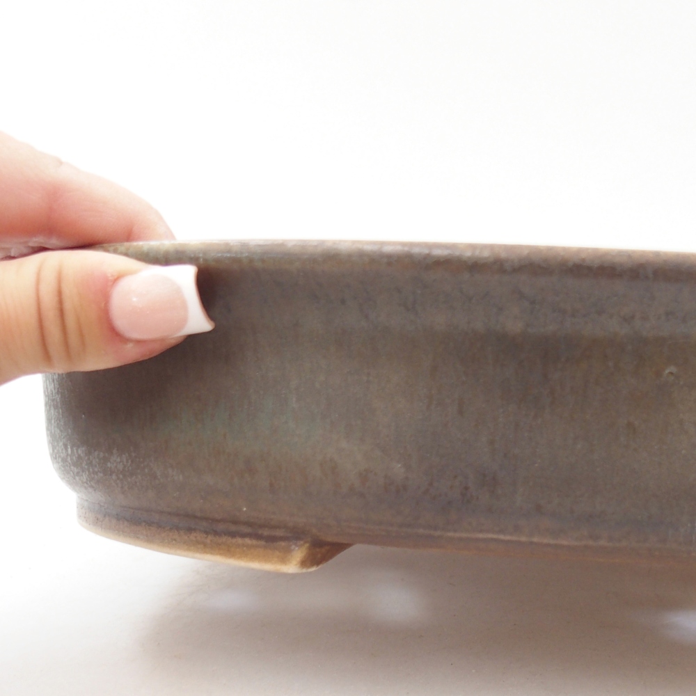 Ceramic bonsai bowl 26,5 x 23,5 x 5,5 cm, green