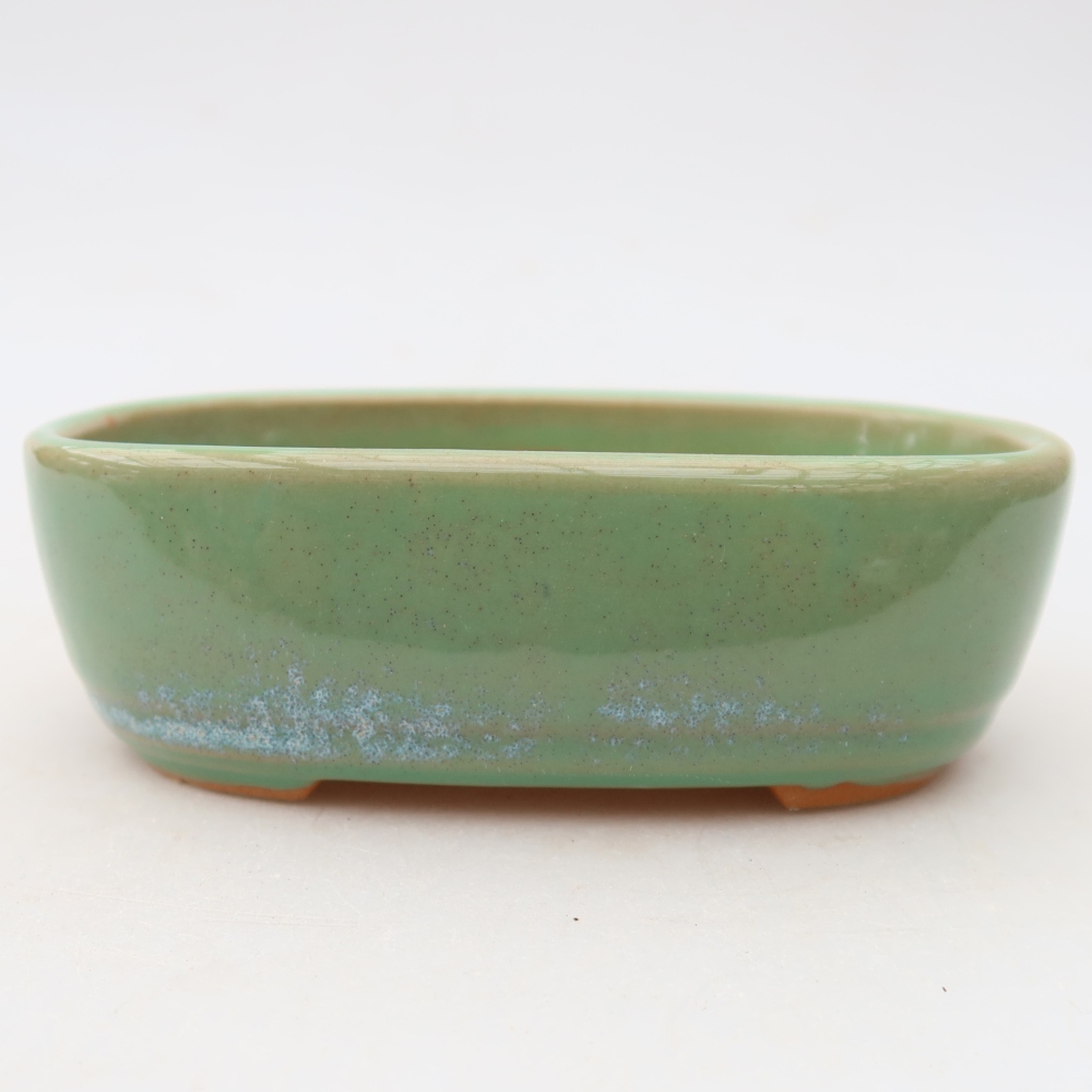 Ceramic bonsai pot, 13 x 8.5 x 4 cm, green