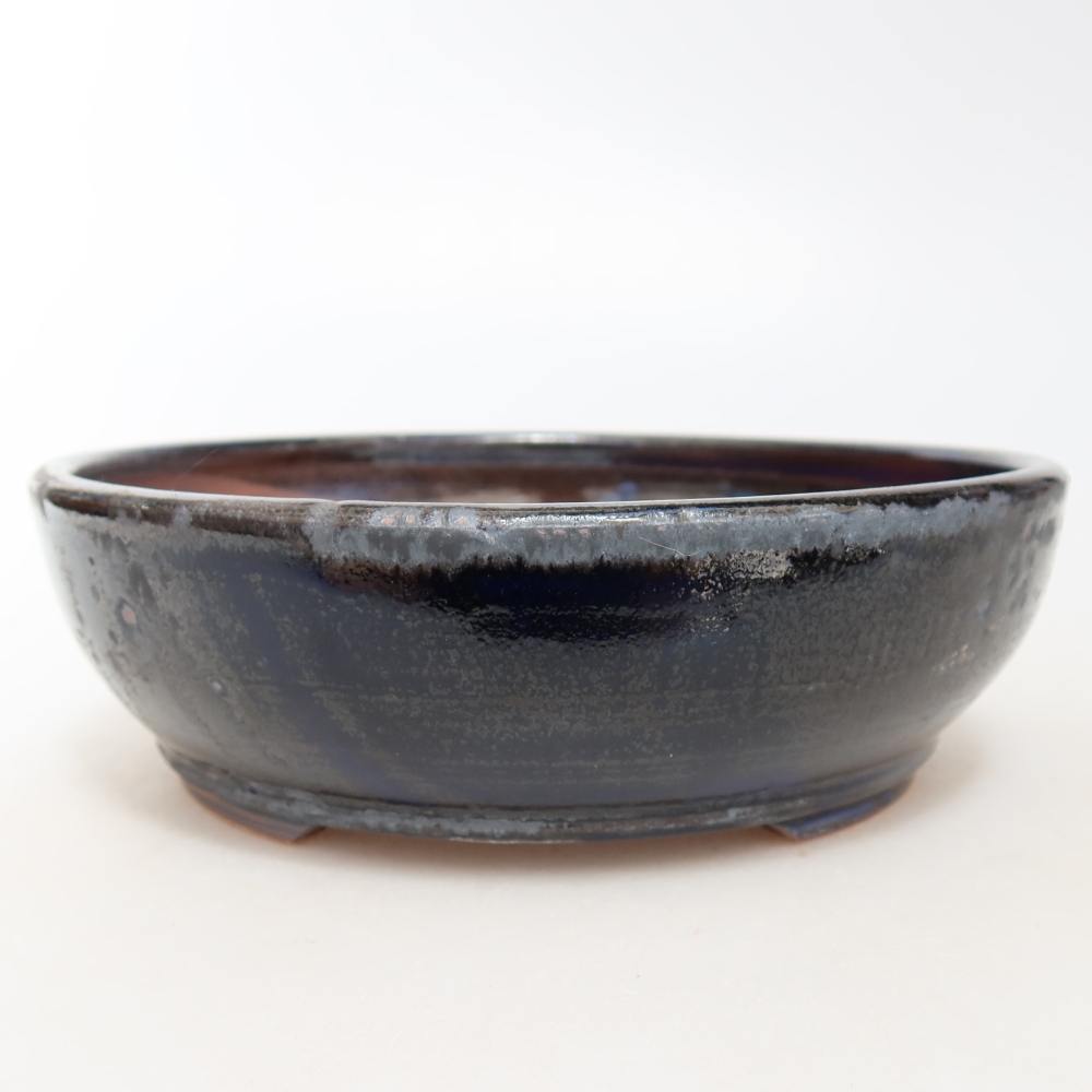 Ceramic bonsai pot, 17 x 17 x 5 cm, blue