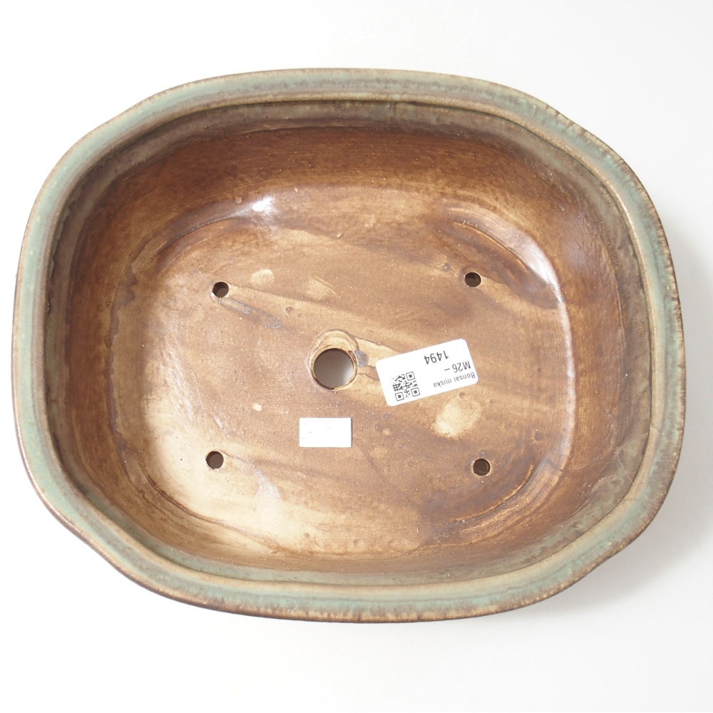 Ceramic bonsai bowl 25 x 21 x 8 cm, green