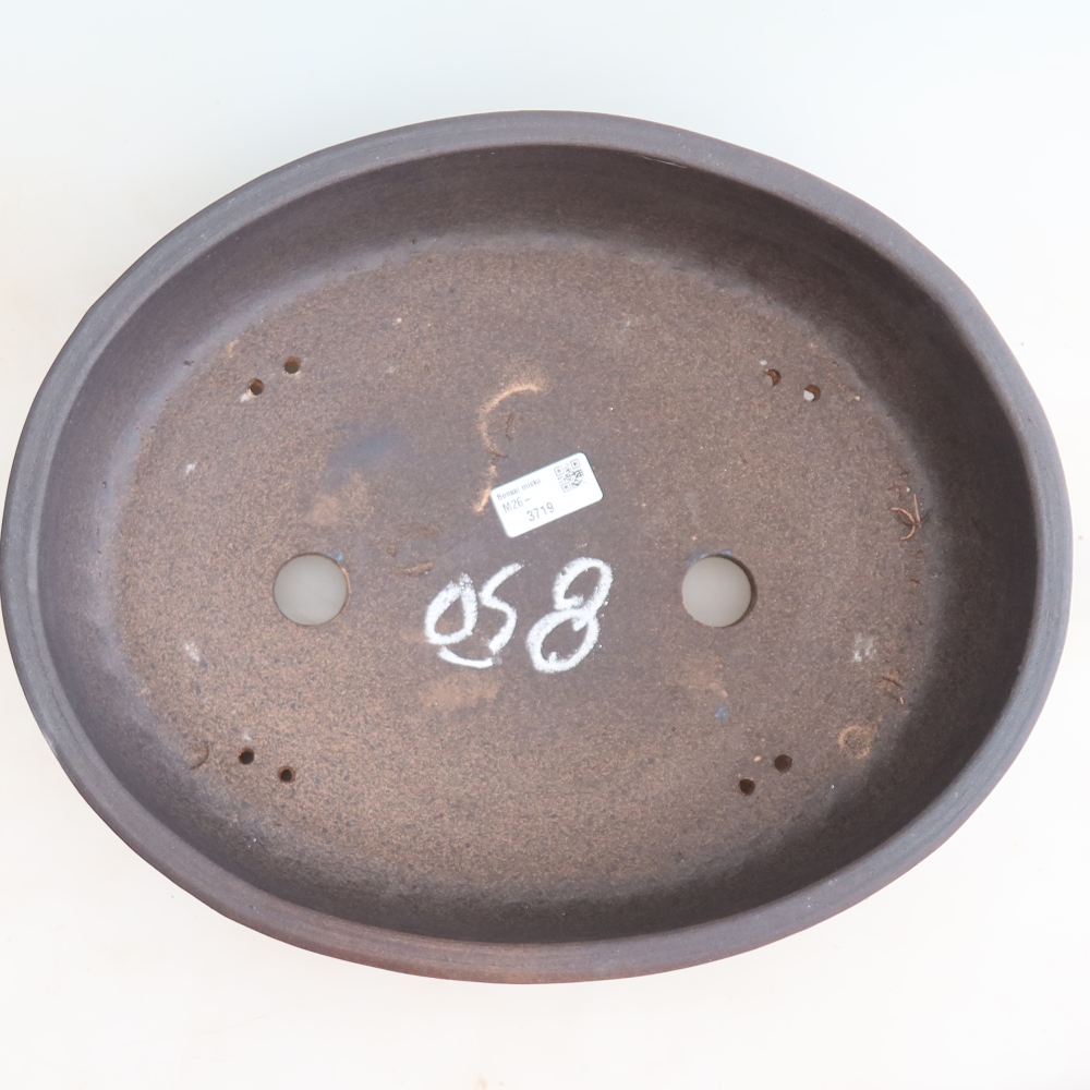 Ceramic bonsai pot, 37.5 x 30.5 x 8.5 cm, brown