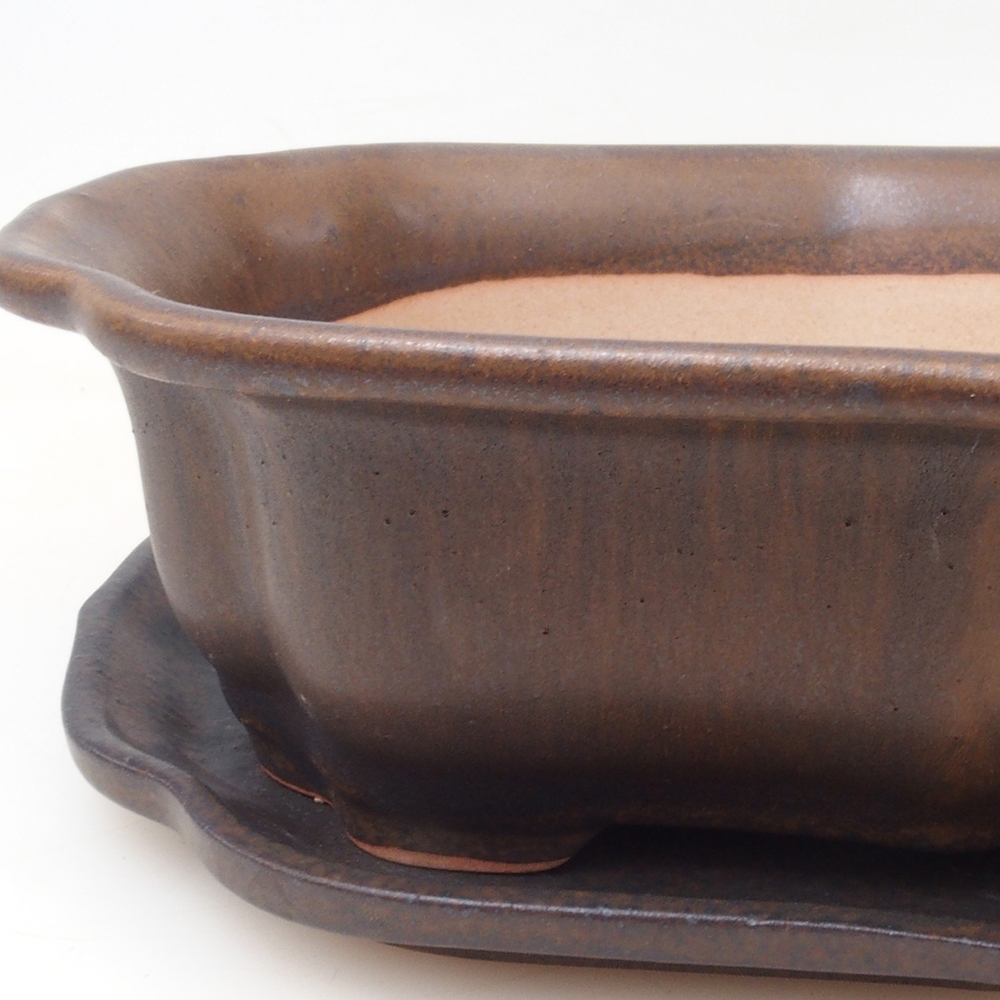 Bonsai bowl + saucer H01 - 12x9x5 cm