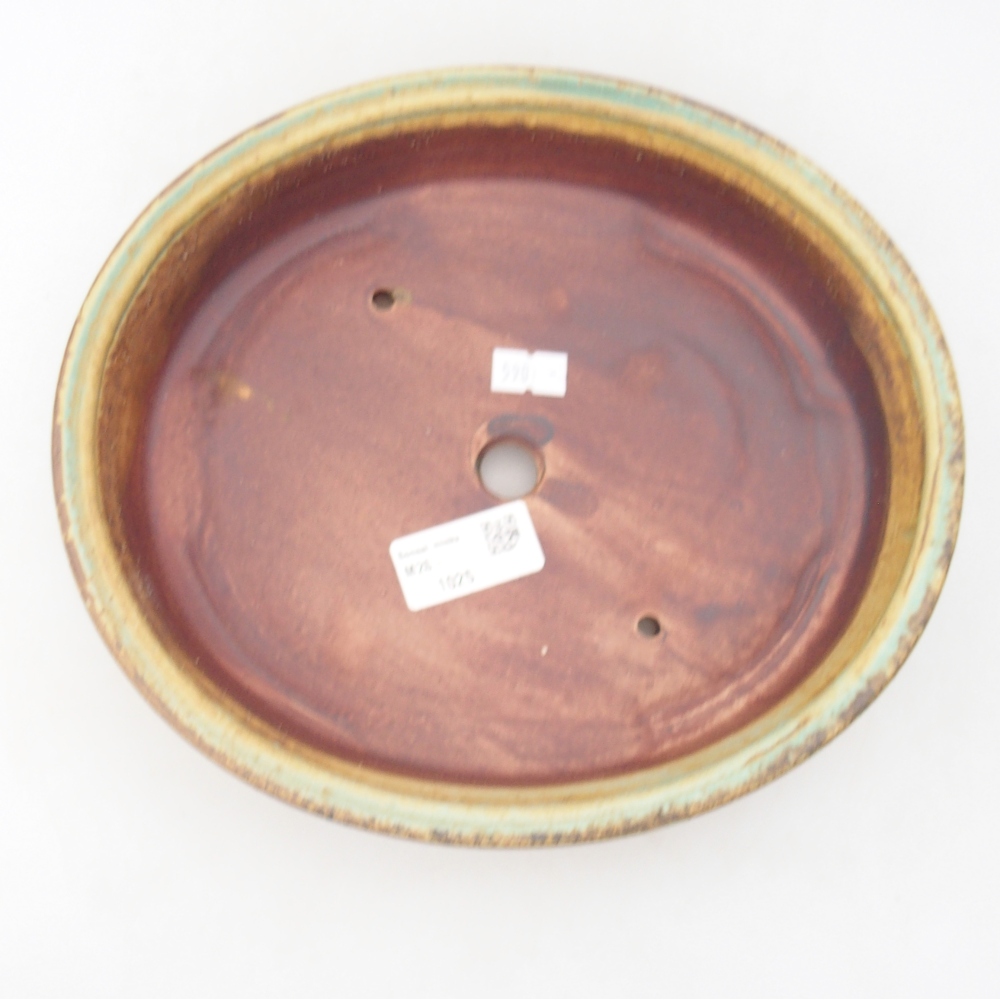 Ceramic bonsai bowl 24 x 21 x 5 cm, green