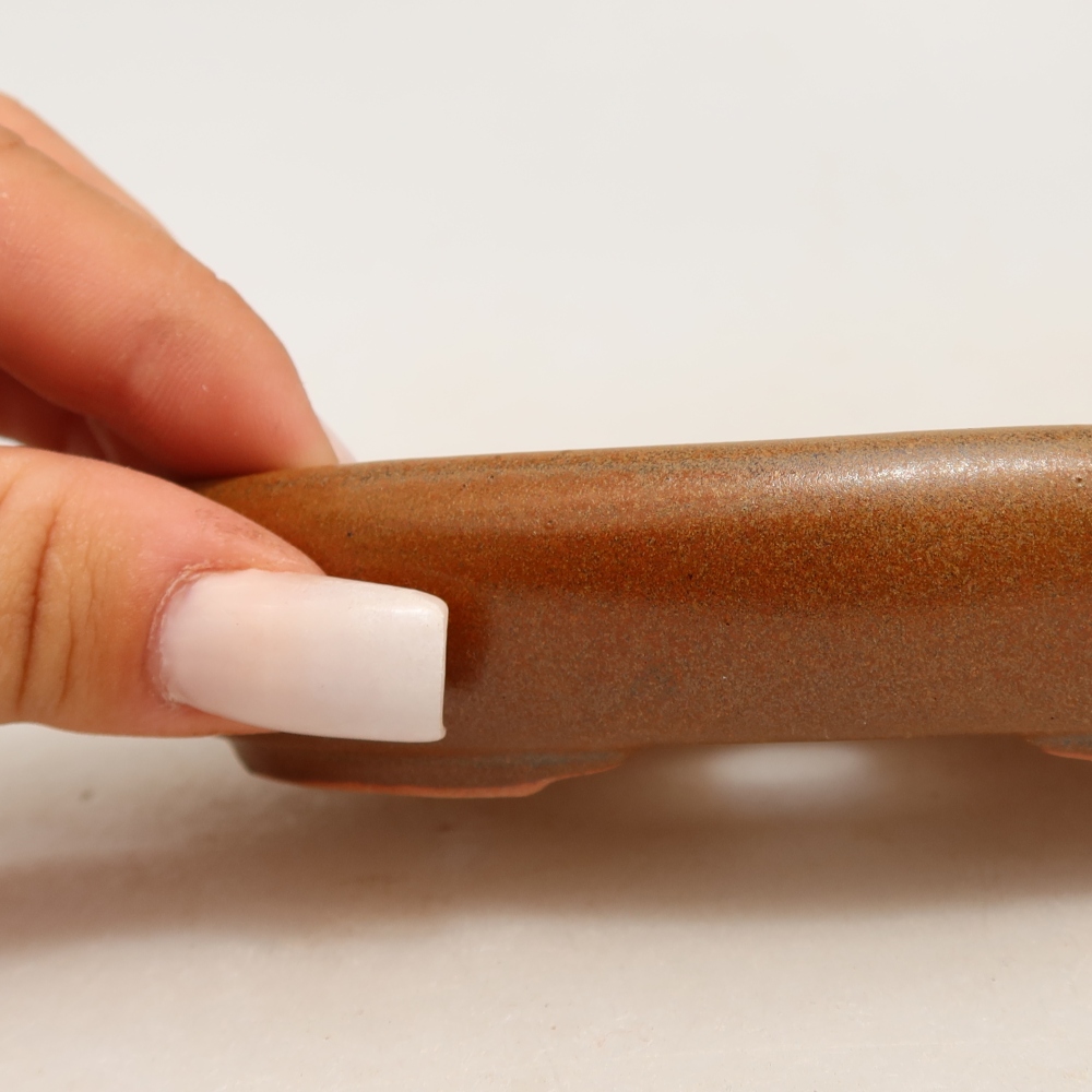 Ceramic bonsai pot, 13 x 9.5 x 2.5 cm, brown