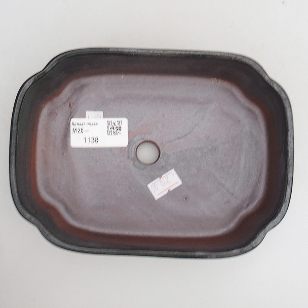 Ceramic bonsai bowl 18 x 13 x 5 cm, green