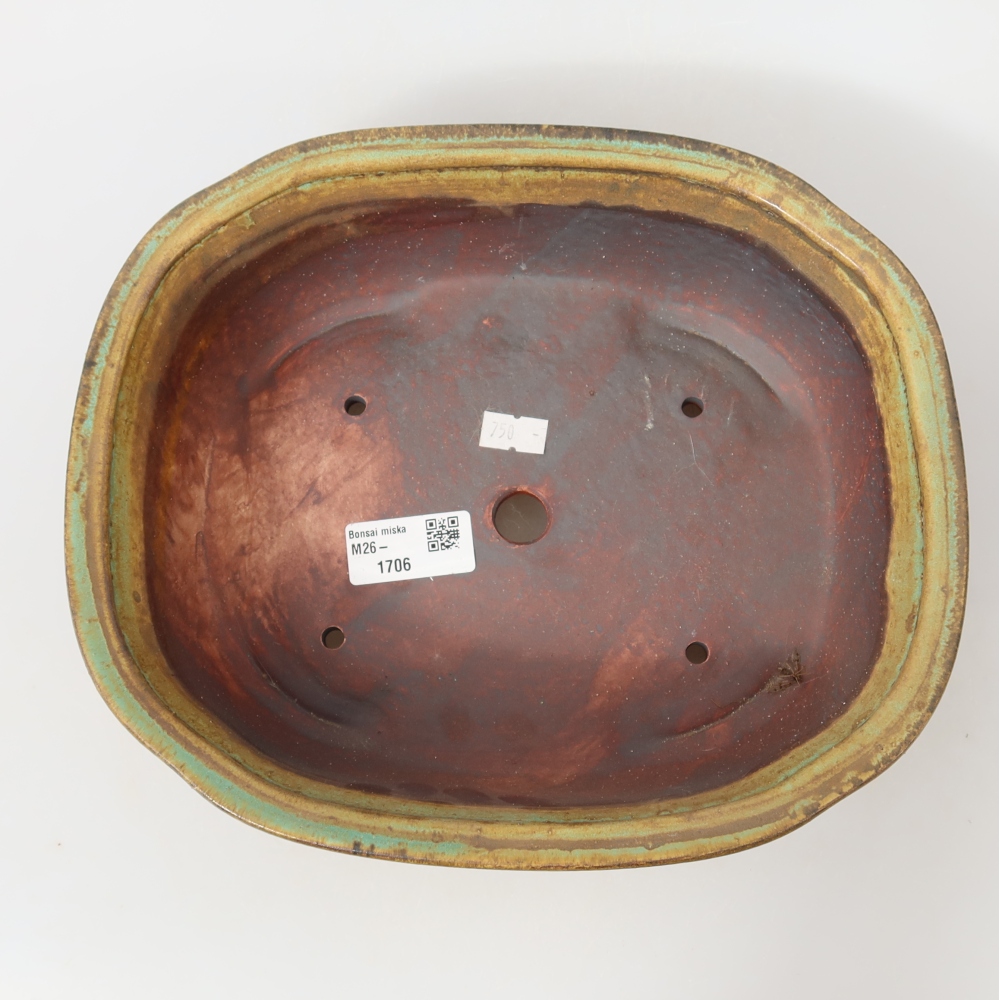 Ceramic bonsai bowl 25 x 21,5 x 7,5 cm, green