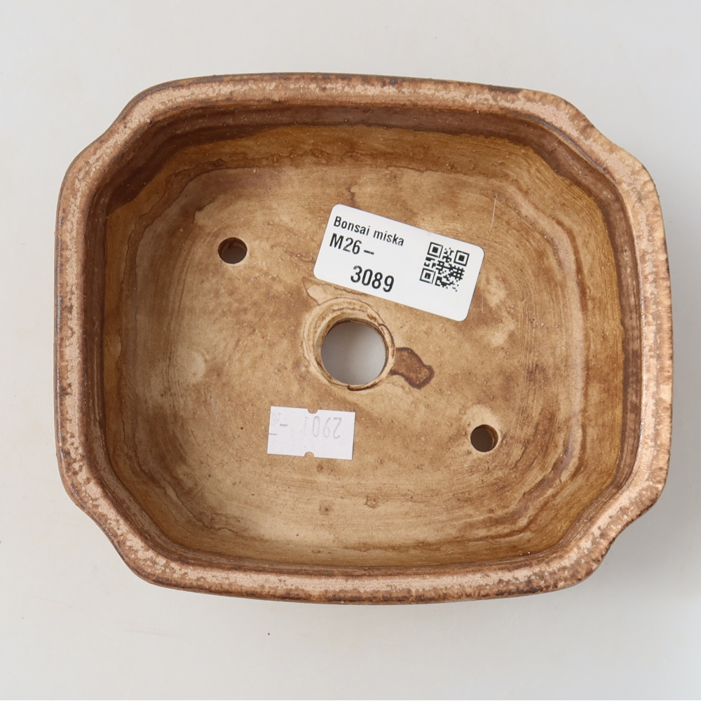 Ceramic bonsai pot, 13.5 x 11.5 x 4 cm, pink
