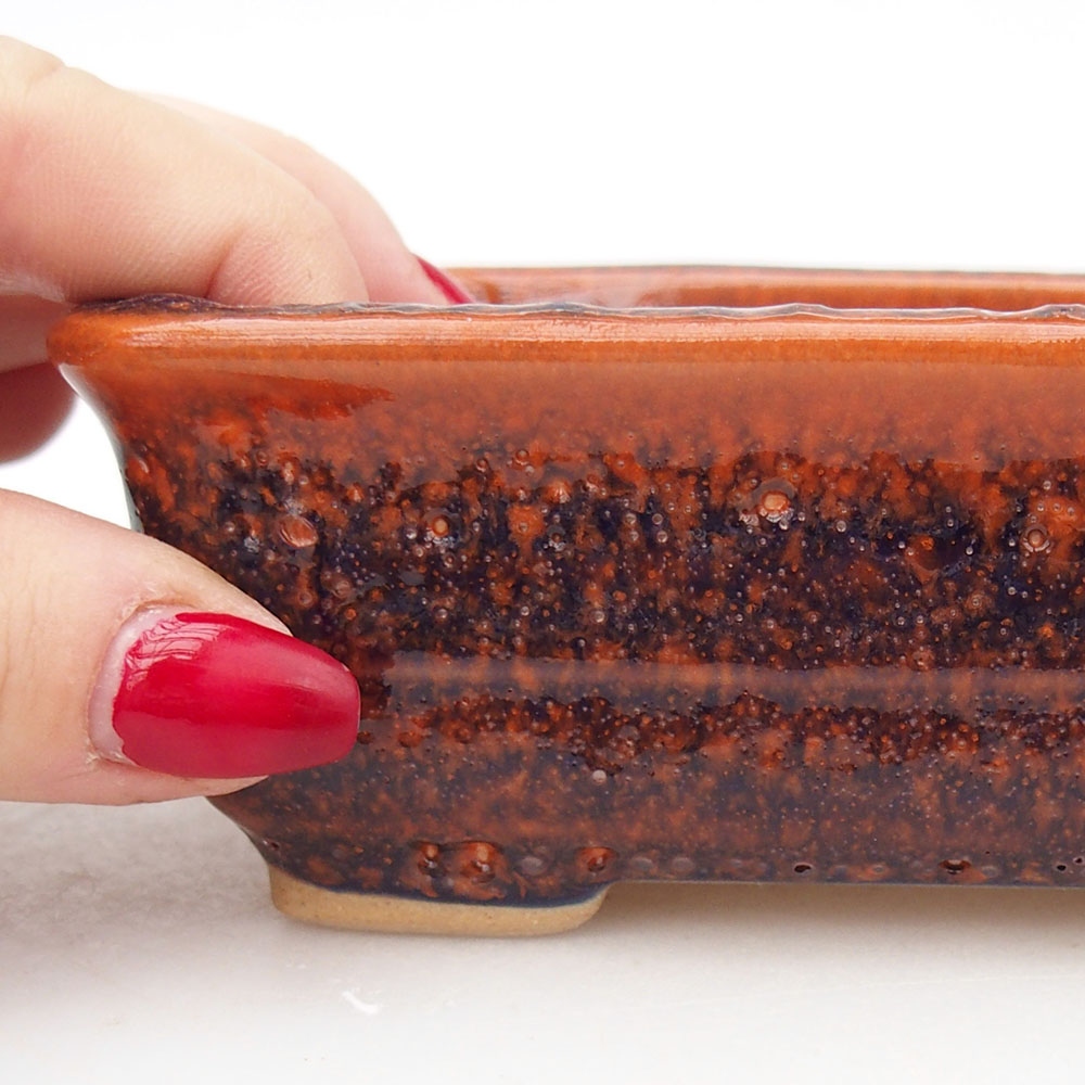 Ceramic bonsai bowl 13,5 x 10 x 4,5 cm, orange