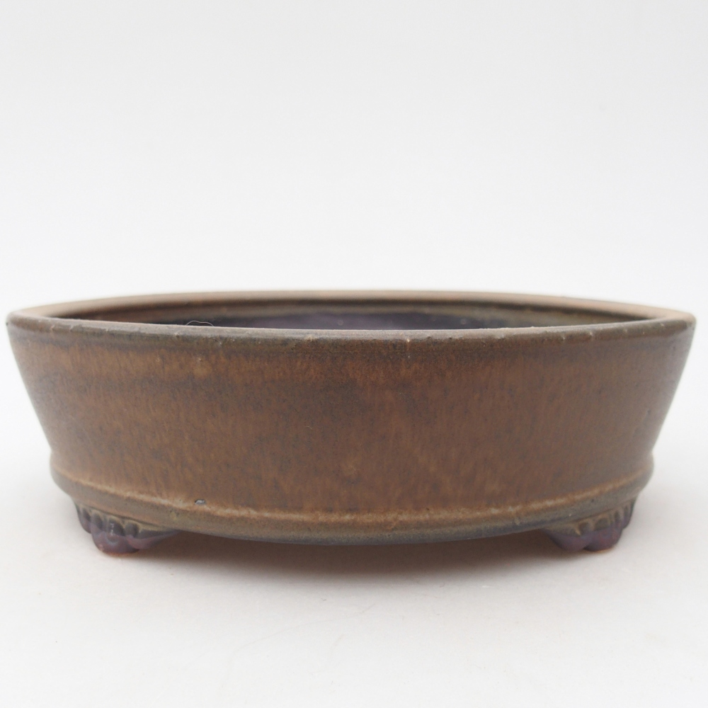 Ceramic bonsai bowl 17,5 x 17,5 x 5 cm, brown