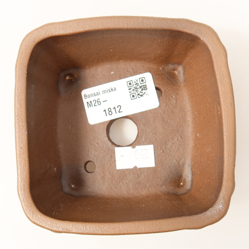 Ceramic bonsai pot, 10.5 x 10.5 x 4.5 cm, brown