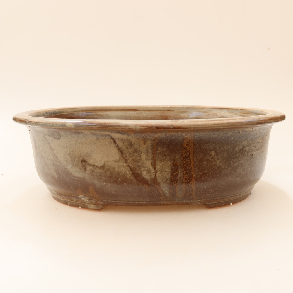 Ceramic bonsai bowl 23 x 19 x 7 cm, brown