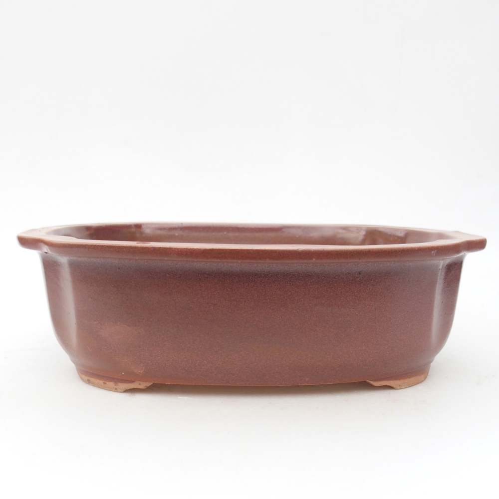 Ceramic bonsai bowl 25 x 21 x 7,5 cm, burgundy