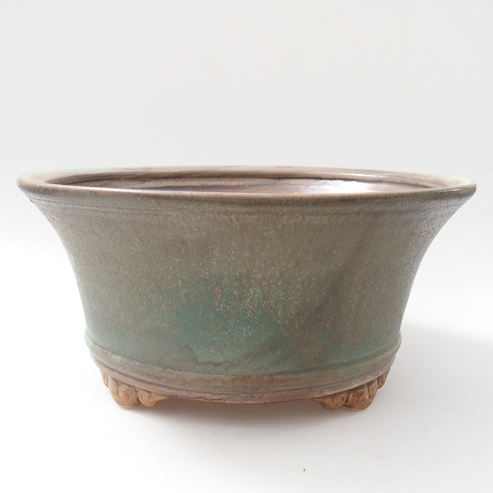 Ceramic bonsai bowl 24 x 24 x 11,5 cm, green